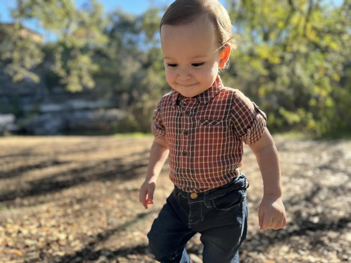 Jasper Long Sleeve Woven Onesie | Rust Plaid