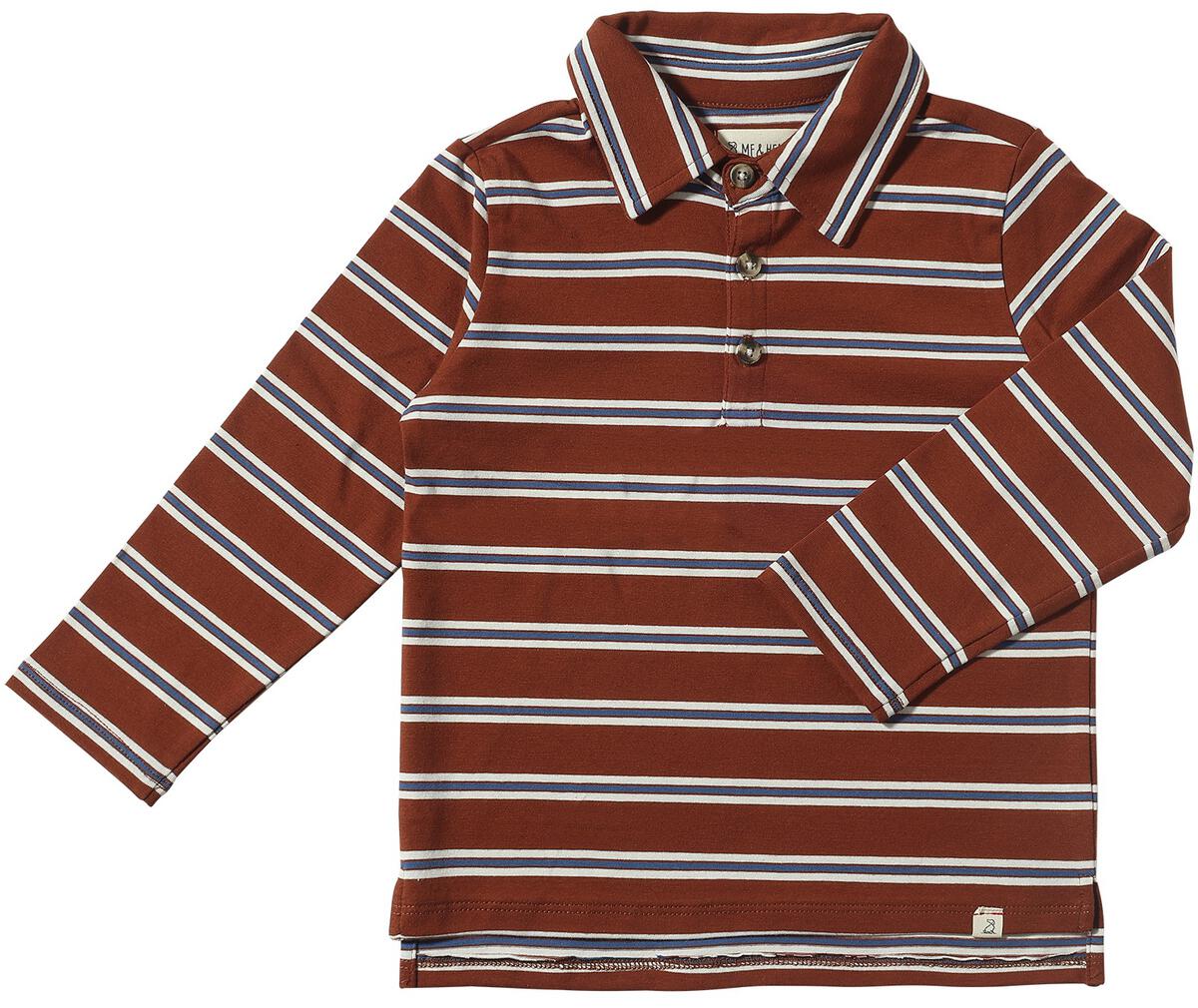 Midway Long Sleeve Polo Shirt | Chestnut Stripe