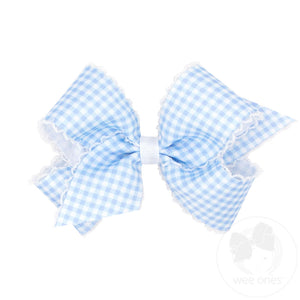 Medium Gingham-Printed Grosgrain Hair Bow with Moonstitch Edge | Assorted