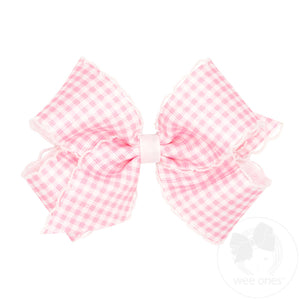 Medium Gingham-Printed Grosgrain Hair Bow with Moonstitch Edge | Assorted