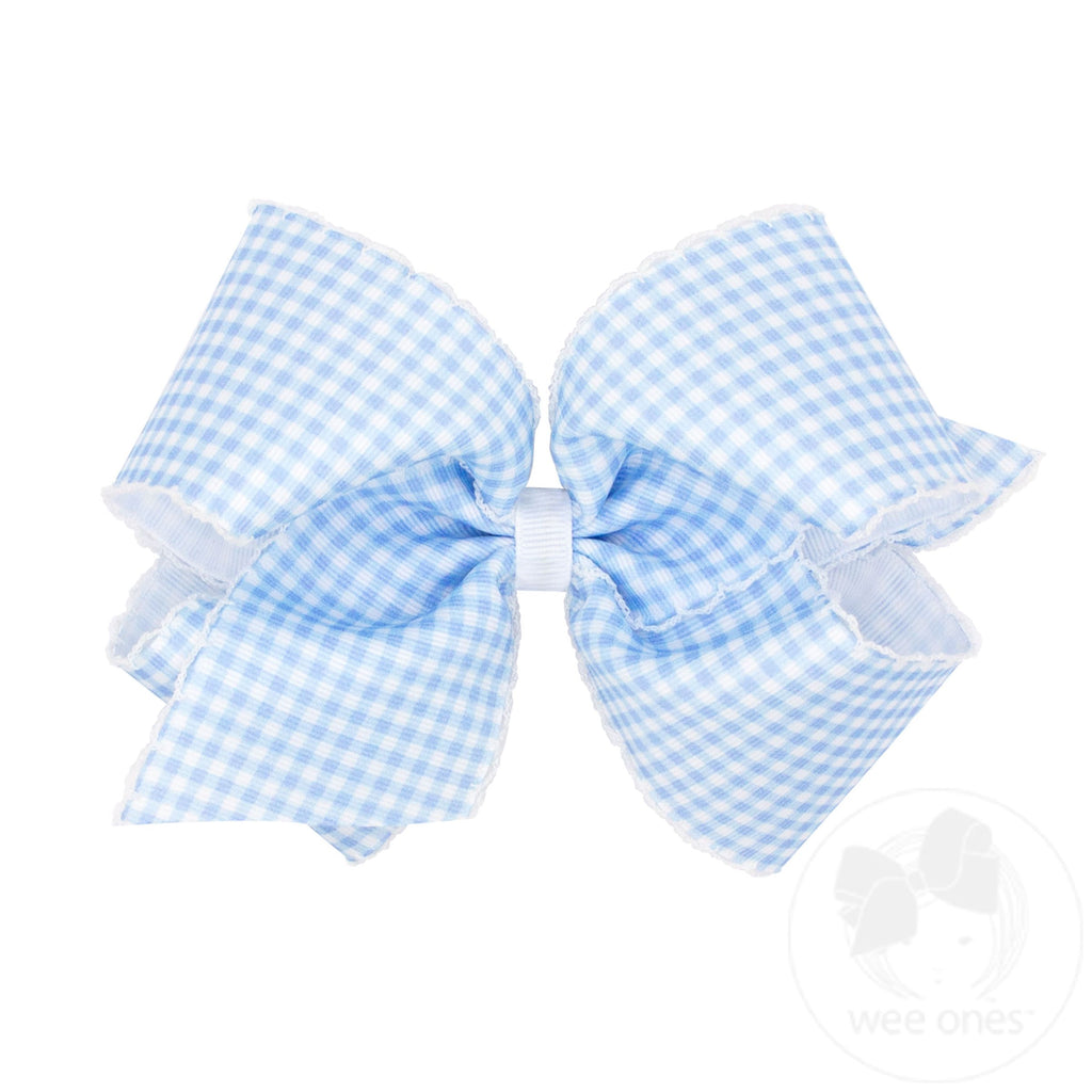 King Gingham-Printed Grosgrain Hair Bow with Moonstitch Edge | Assorted