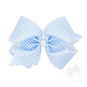 King Gingham-Printed Grosgrain Hair Bow with Moonstitch Edge | Assorted