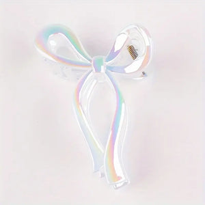 Opalescent Bow Hair Claw Clip | White