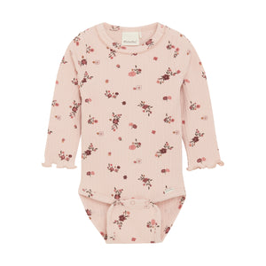 Baby Long Sleeve Floral Print Bodysuit | Sepia Rose