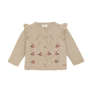 Baby Knit Floral Cardigan | Beige Melange