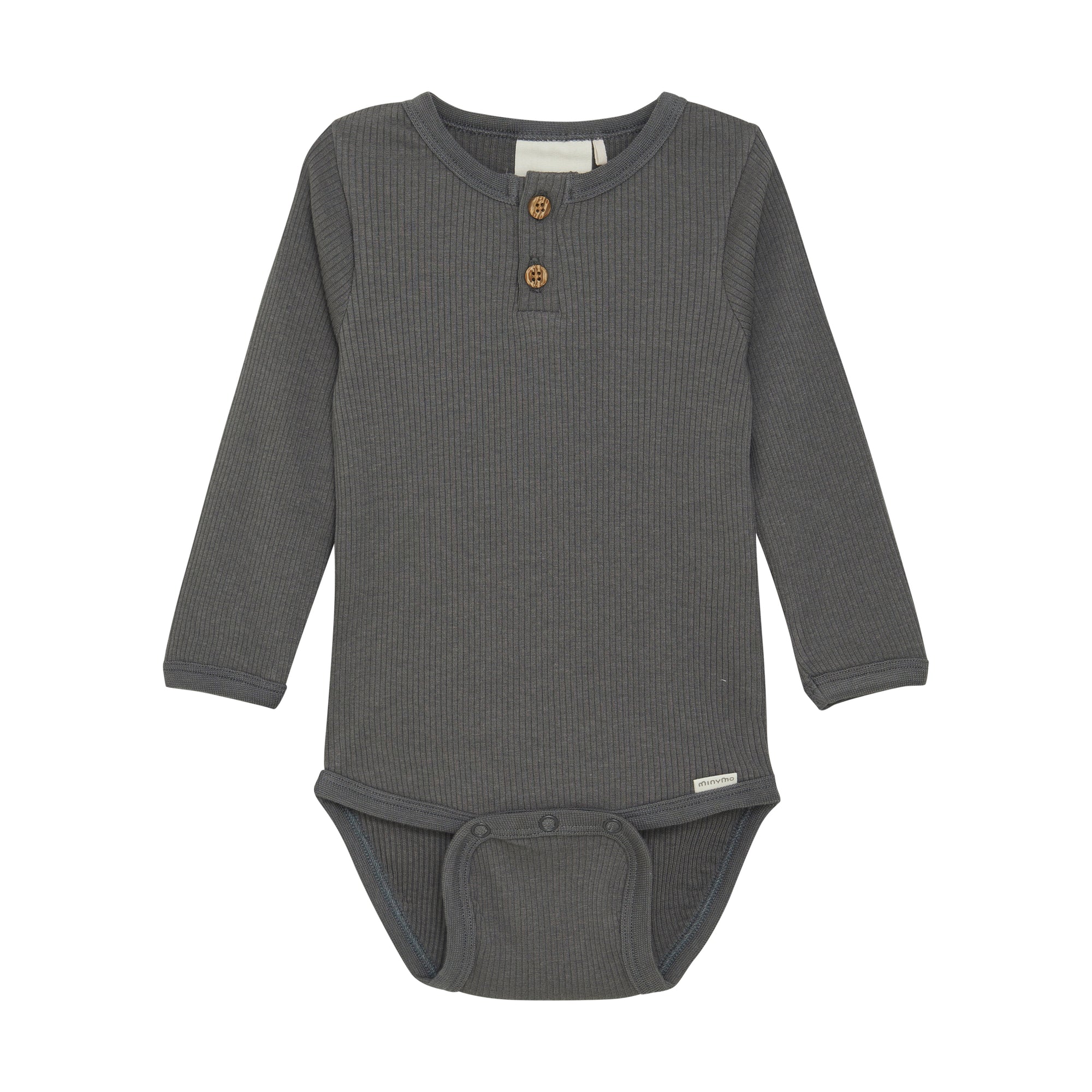 Baby Long Sleeve Henley Bodysuit | Gargoyle Grey