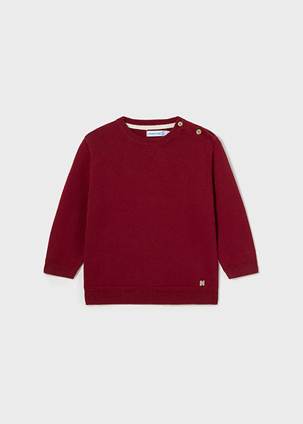 Baby Boys Basic Crewneck Sweater | Cherry