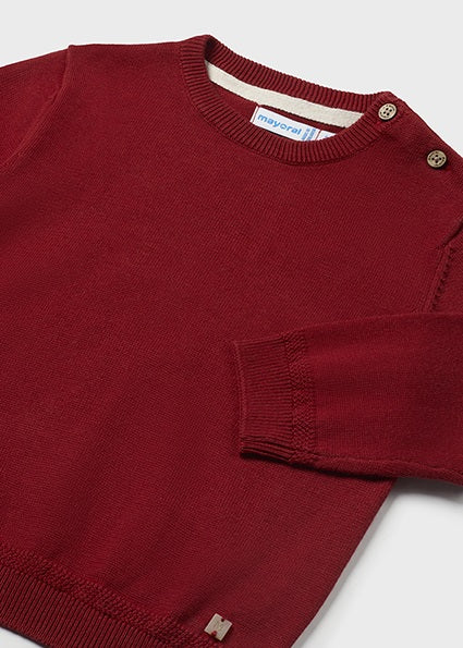 Baby Boys Basic Crewneck Sweater | Cherry