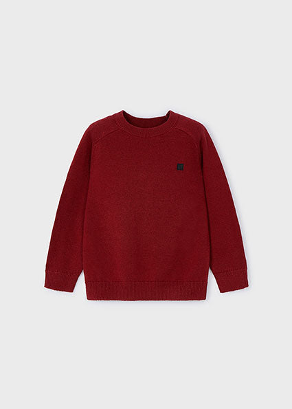 Boys Basic Crewneck Sweater | Wine