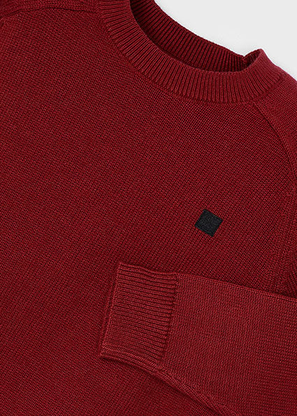 Boys Basic Crewneck Sweater | Wine