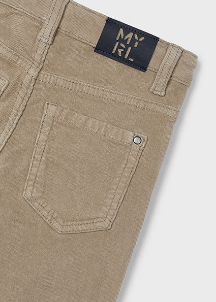 Boys Corduroy Slim Fit Pants | Walnut