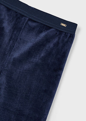 Girls Basic Velvet Leggings | Navy