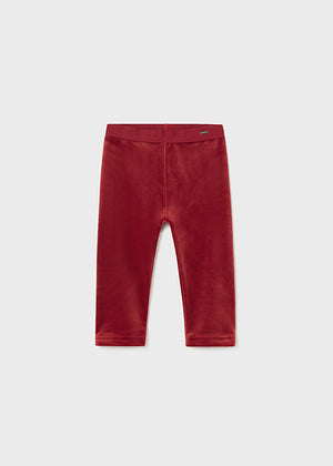 Baby Girls Basic Velvet Leggings | Cherry