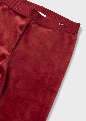 Baby Girls Basic Velvet Leggings | Cherry