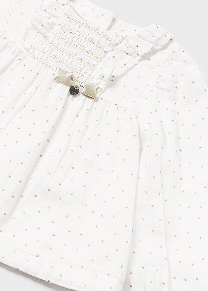 Baby Girls Print Chiffon Blouse | Champagne Dots