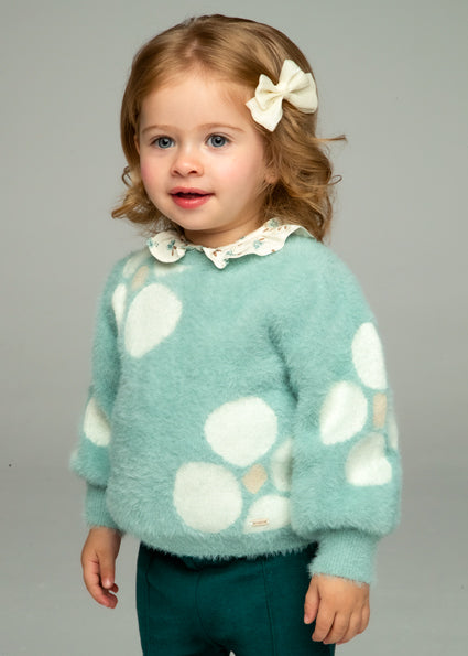 Baby Girls Flower Jacquard Sweater | Jade