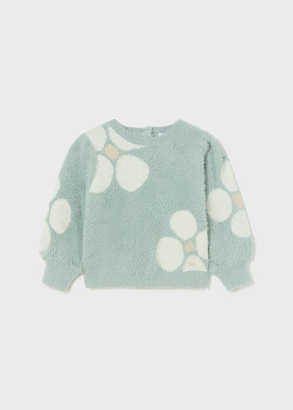 Baby Girls Flower Jacquard Sweater | Jade