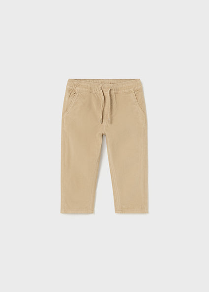 Baby Boys Micro-Corduroy Jogger Trousers | Almond