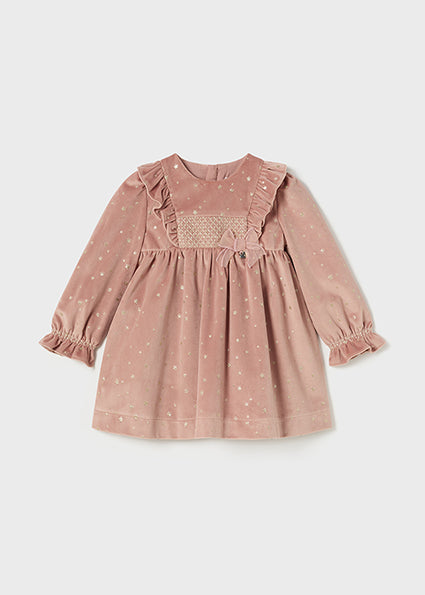 Baby Girls Velvet Dress | Makeup Pink