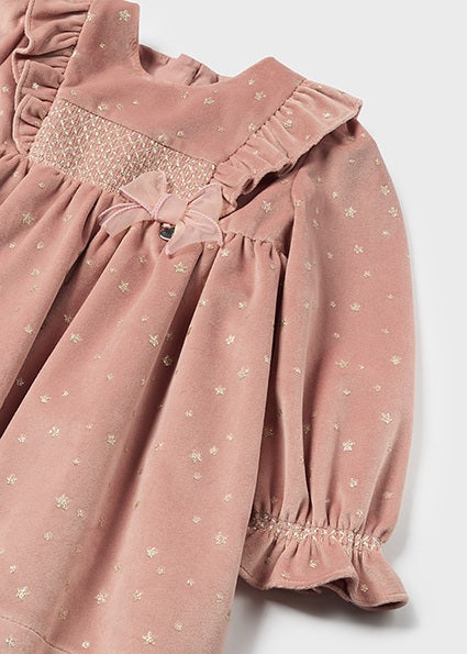 Baby Girls Velvet Dress | Makeup Pink