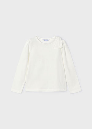 Girls Bow Long Sleeve Top | Off White