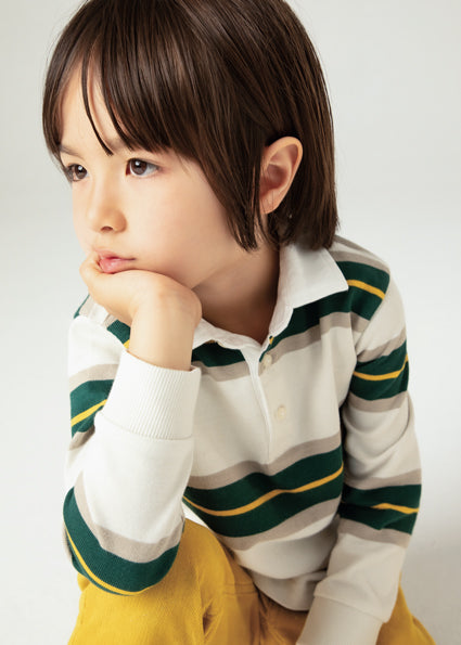 Boys Long Sleeve Striped Polo Shirt | Alpine