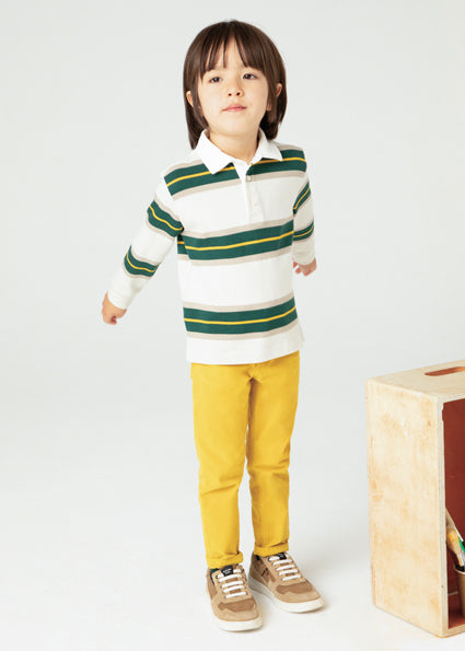 Boys Long Sleeve Striped Polo Shirt | Alpine