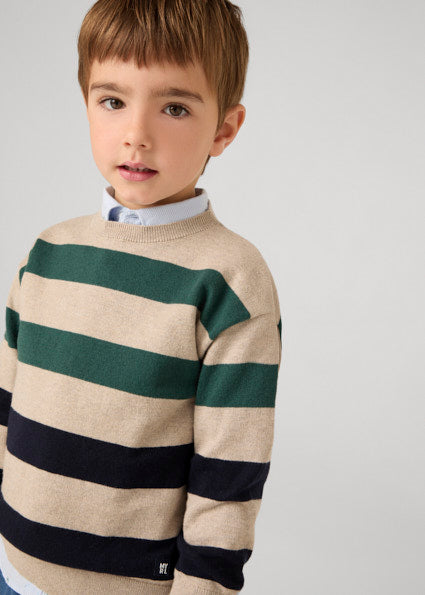 Boys Striped Sweater | Rock Heather