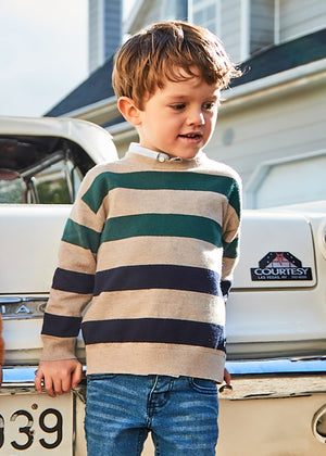 Boys Striped Sweater | Rock Heather