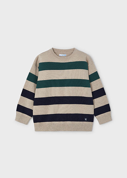 Boys Striped Sweater | Rock Heather