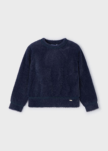 Girls Fur Sweater | Navy