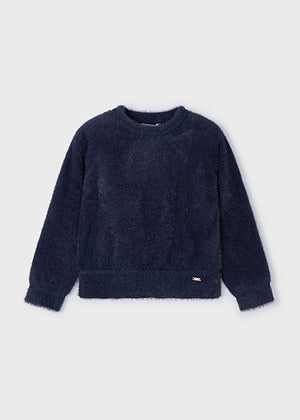 Girls Fur Sweater | Navy