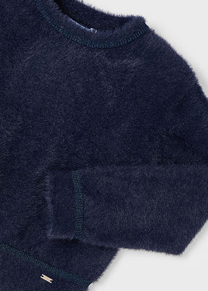 Girls Fur Sweater | Navy