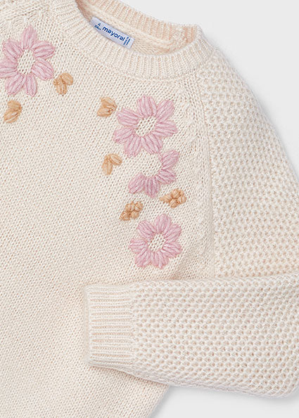 Girls Embroidered Flower Sweater | Ginger