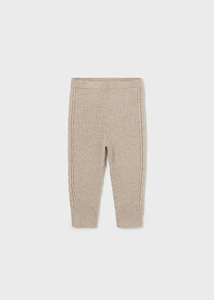 Baby Girls Ribbed Knit Leggings | Heathered Sand