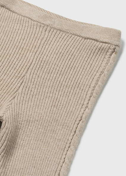 Baby Girls Ribbed Knit Leggings | Heathered Sand