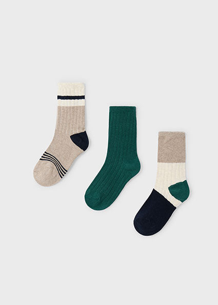 Boys Set of 3 Color Block Socks | Alpine