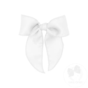 Satin Bowtie with Twisted Wrap and Whimsy Tails | White