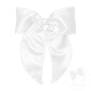 Satin Bowtie with Twisted Wrap and Whimsy Tails | White