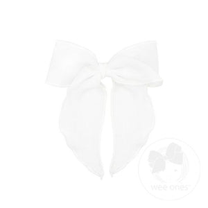 Cotton Gauze Bowtie with Twisted Wrap and Whimsy Tails | White