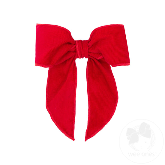 Corduroy Bowtie with Twisted Wrap and Whimsy Tails | Red