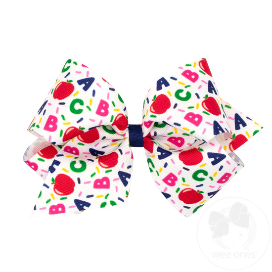 ABC's Confetti School-themed Printed Grosgrain Hair Bow