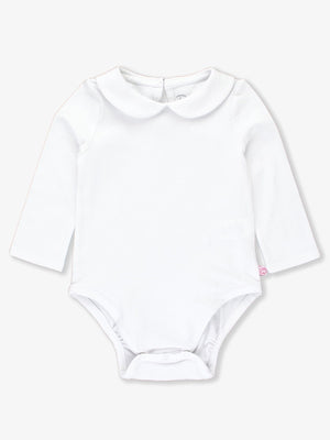 Peter Pan Collar Long Sleeve Bodysuit | White