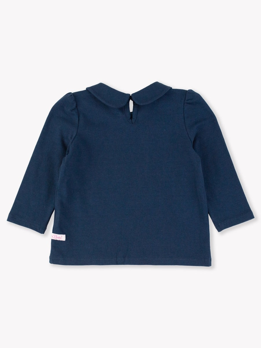 Peter Pan Collar Long Sleeve Top | Dark Navy