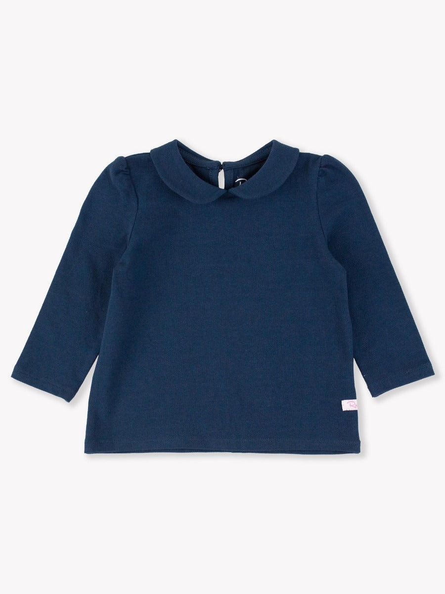 Peter Pan Collar Long Sleeve Top | Dark Navy