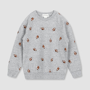 Football Print on Heather Grey Sweatshirt