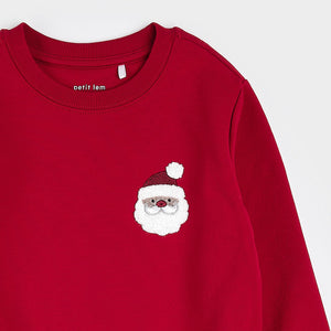 Embroidered Santa Sweatshirt | Scarlet