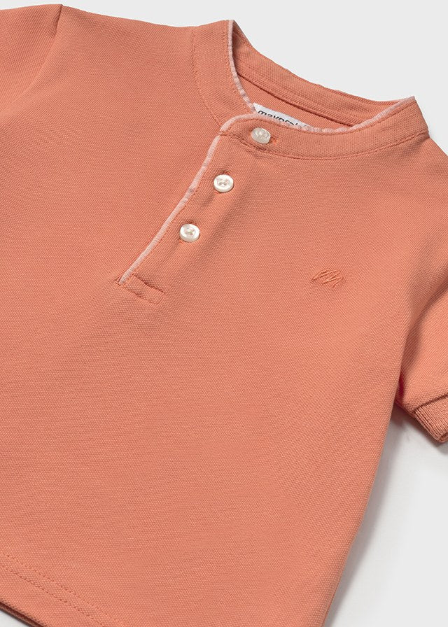 Mandarin Collar Shirt | Peach