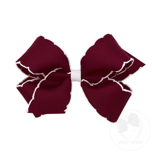 Maroon and White Grosgrain Hair Bows on Clips | Assorted