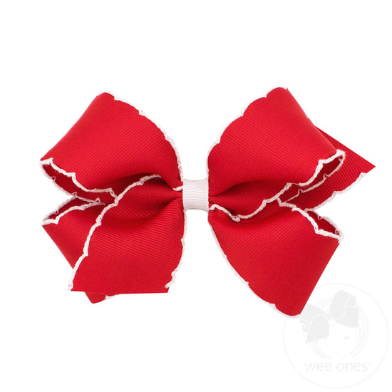 Red and White Grosgrain Hair Bows on Clips | Assorted